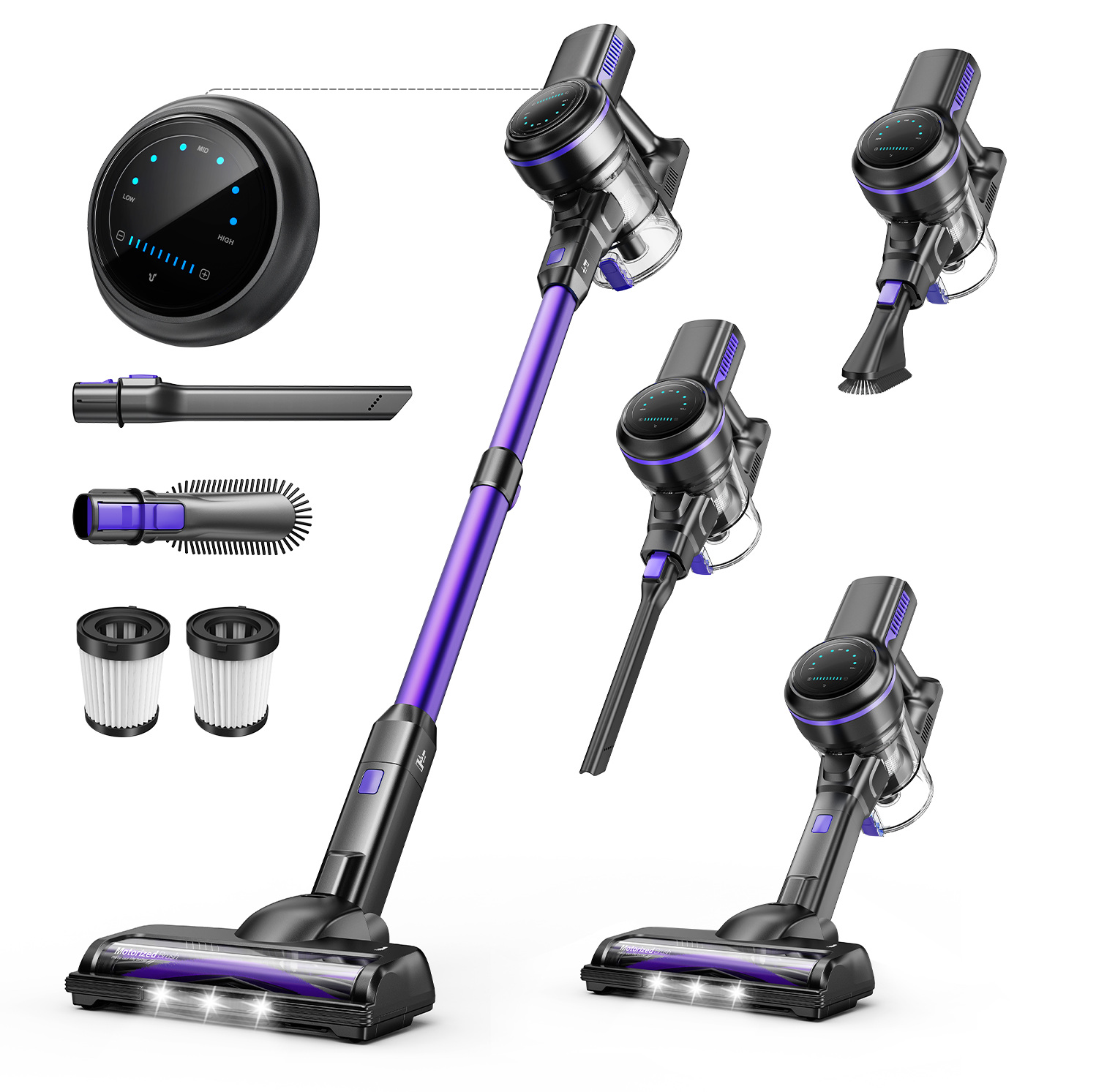 Inse S7p Akku-staubsauger Lila Mit Led-display Und Weicher Rollenbürste