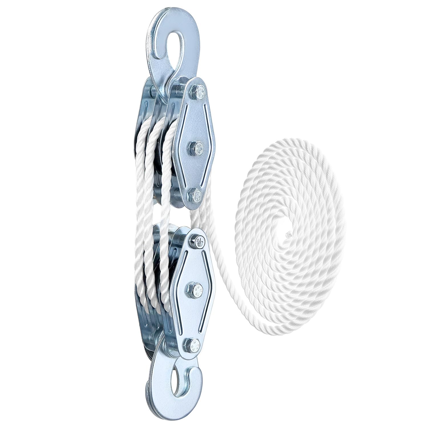 Flaschenzug – 8 Rollen – Stahl – 400 Kg Tragkraft – Werkstatt Und Garage – 1,8 M Höhe