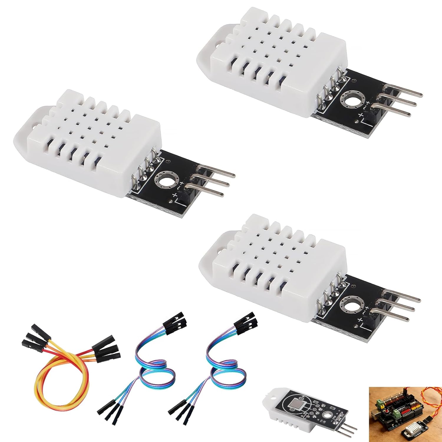Dht22-sensor – 3er-pack – Am2302-modul Mit Kabel – Temperatur- Und Feuchtigkeitsmessung – Kompatibel Mit Arduino Und Raspberry Pi