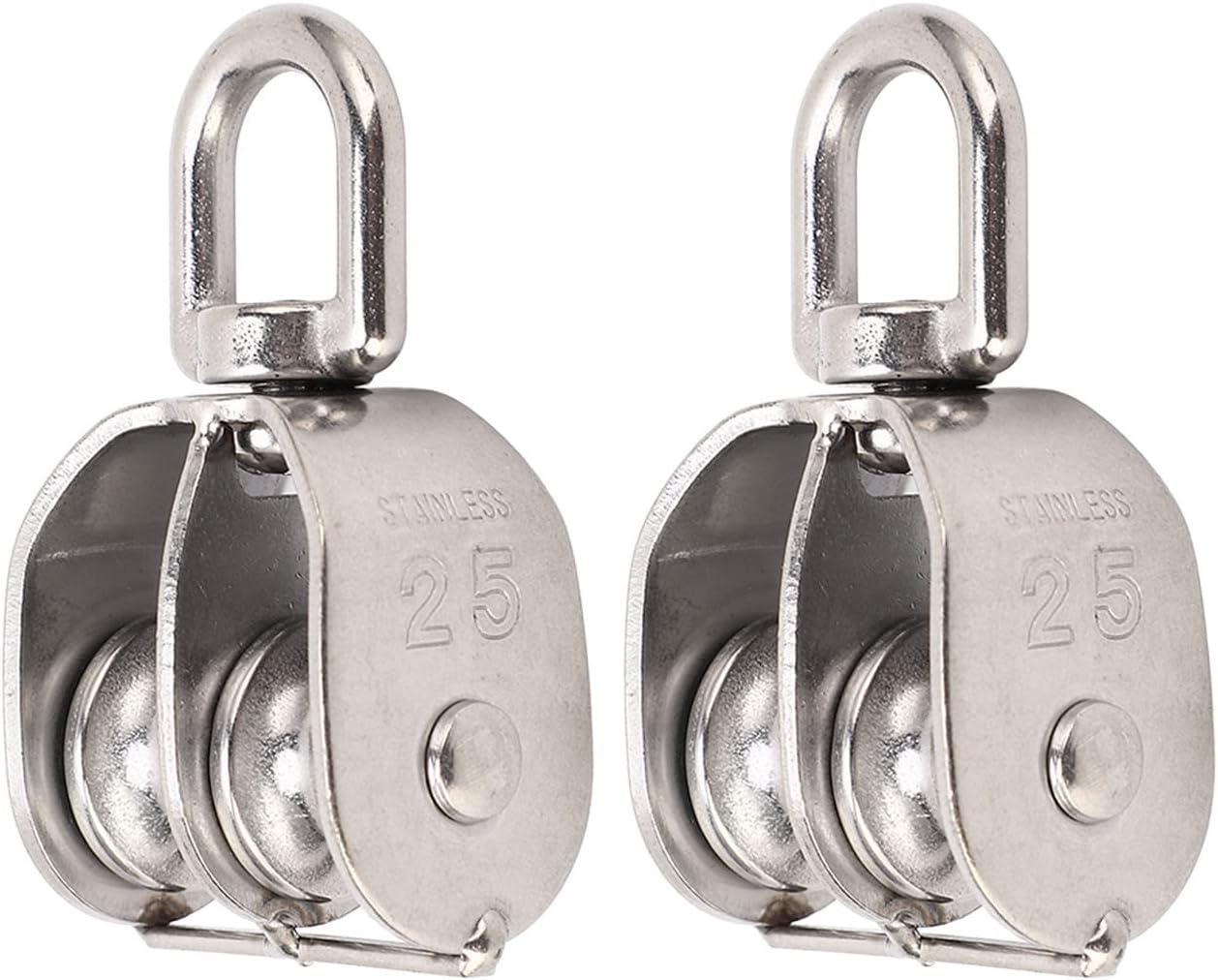 Doppelrolle M25 – 2er-pack – Edelstahl – Tragfähigkeit 150 Kg – Außenhebevorrichtung – 25 Mm Durchmesser