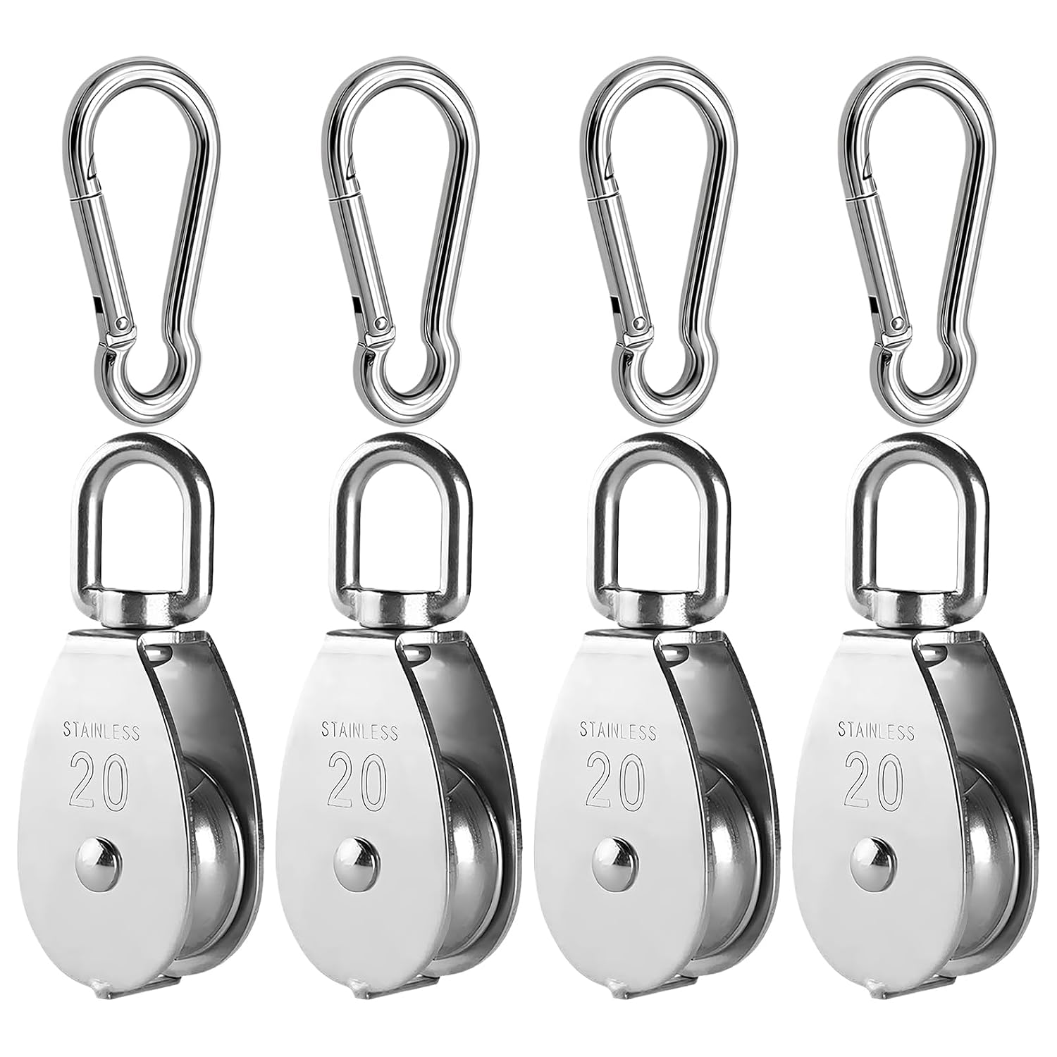 8-teiliges Heberollen-set – Edelstahl M20 – Tragkraft 75 Kg – 360°-drehung – Camping, Fitness, Heimwerken