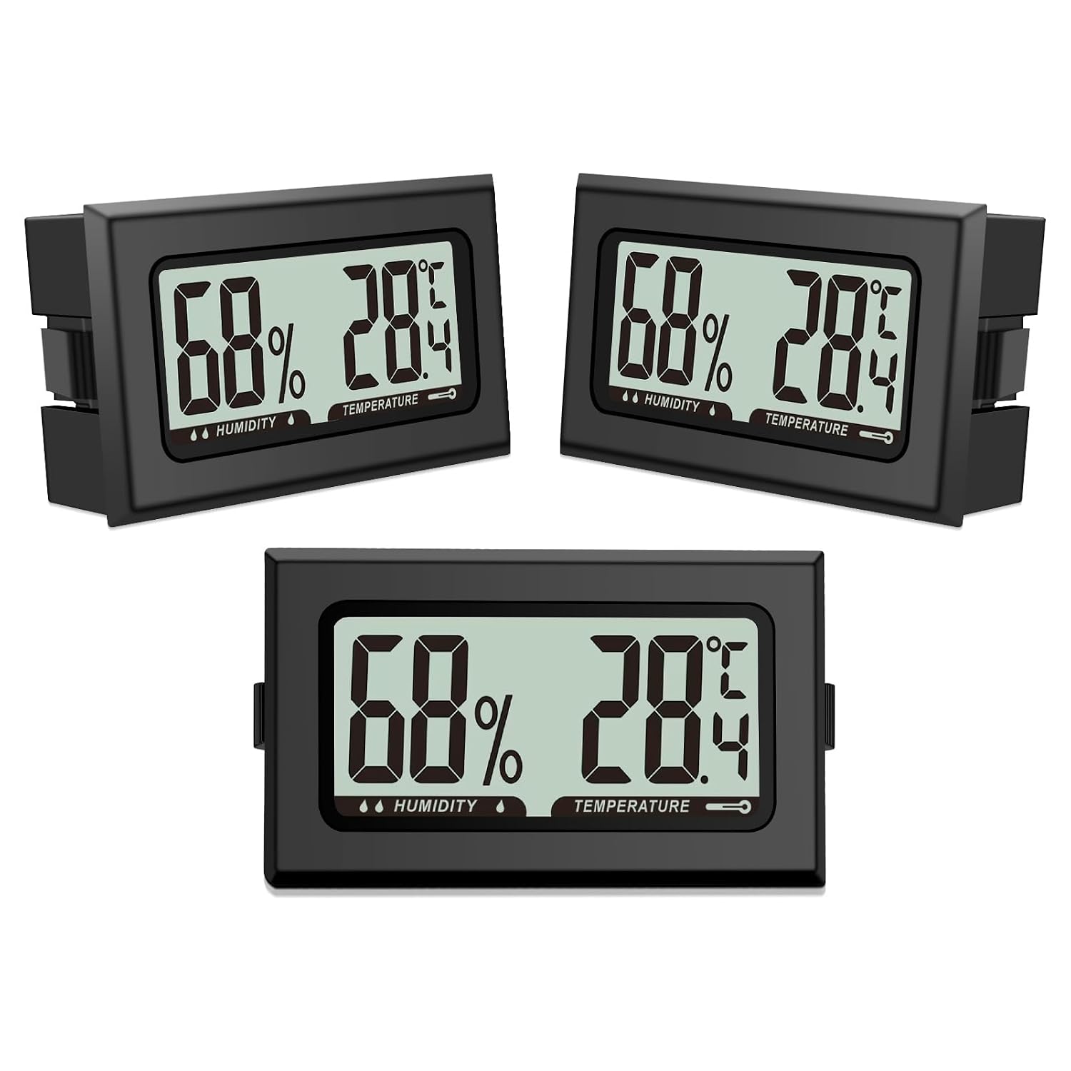 Thermometer-hygrometer – 3er-pack – Mini-digital – Hohe Genauigkeit – Für Den Innenbereich (kühlschrank Und Gewächshaus) – 48 X 28 X 15 Mm