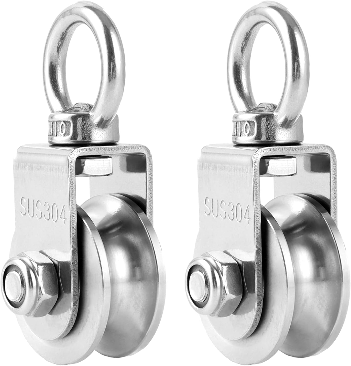 Umlenkrolle – 2er-set – Edelstahl 304 – 360°-drehung – Für Kabel Und Seile – Tragkraft: 500 Kg