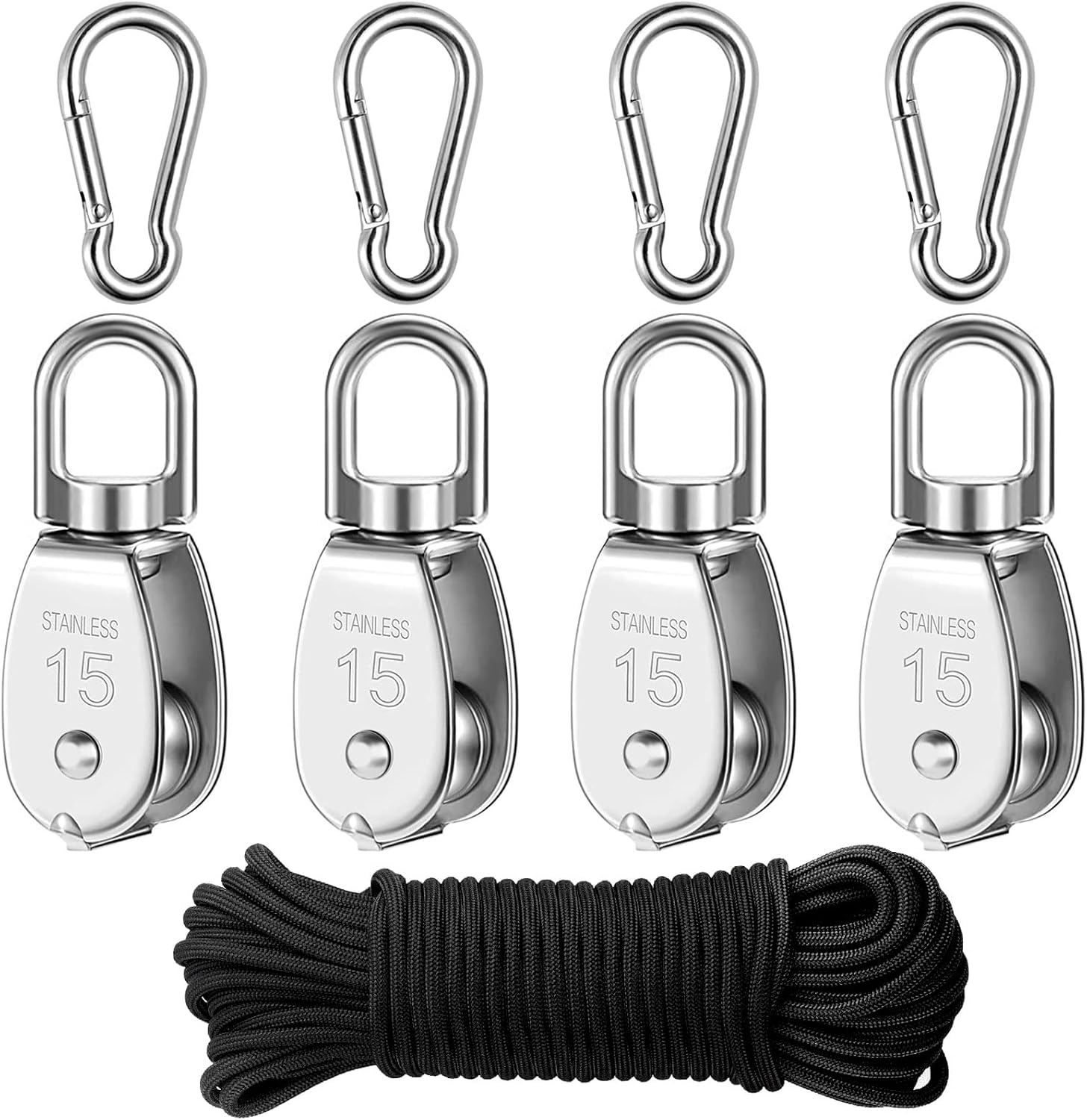 Edelstahl-einzelrolle – 4 Stück – Edelstahl 304 – Tragkraft 35 Kg – Camping, Heimwerken, Fitness – 6 X 2 X 2,1 Cm