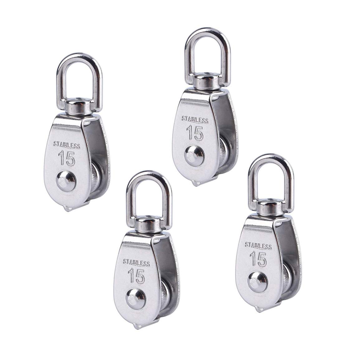 Einzelrolle – 4 Stück – Edelstahl 304 – Tragkraft 35 Kg – Garagentorseil – 60 X 20 X 11 Mm