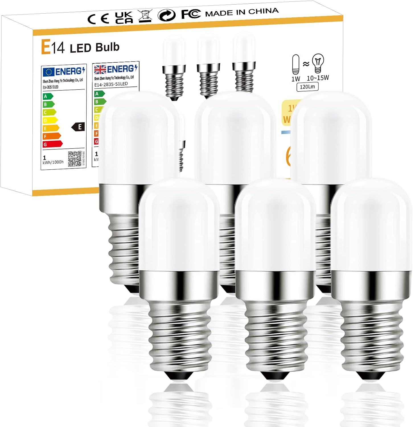 E14 Led-lampe – 6er-pack – Warmweiß 2700k – 1w Entspricht 15w – Nicht Dimmbar – Für Kühlschränke Und Kronleuchter