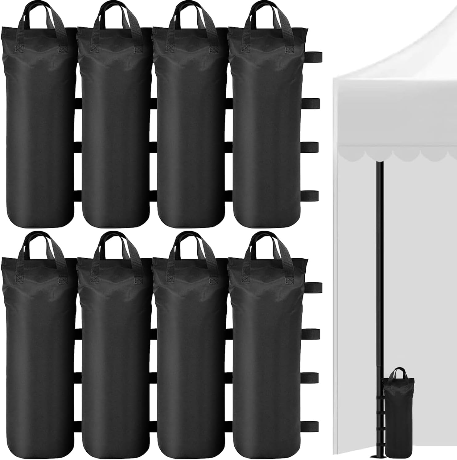 Gewichtssäcke – 8er-pack – 800d Oxford-gewebe – Wasserdicht Und Strapazierfähig – Für Pavillons Und Zelte – 50 X 20 Cm, Schwarz