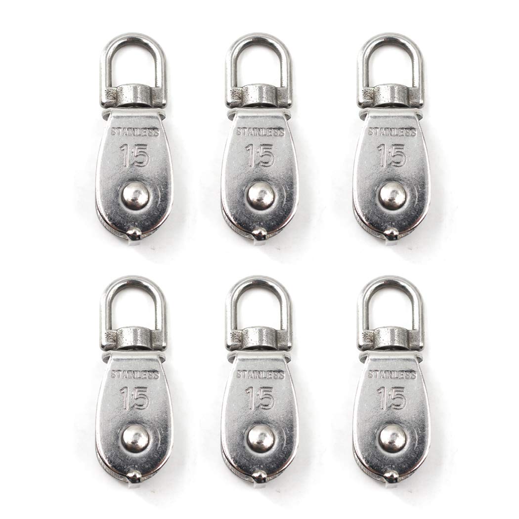 Einzelrolle M15 – 6er-pack – Edelstahl 304 – Tragkraft 35 Kg – 360°-drehung