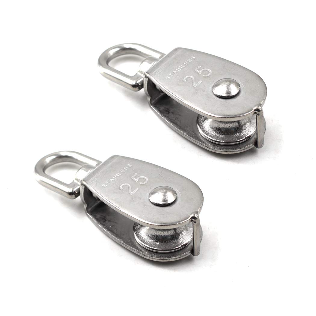 Einzelrolle M25 – 2er-pack – Edelstahl 304 – 360°-drehung – Für Garage Und Hebearbeiten – Tragkraft: 150 Kg