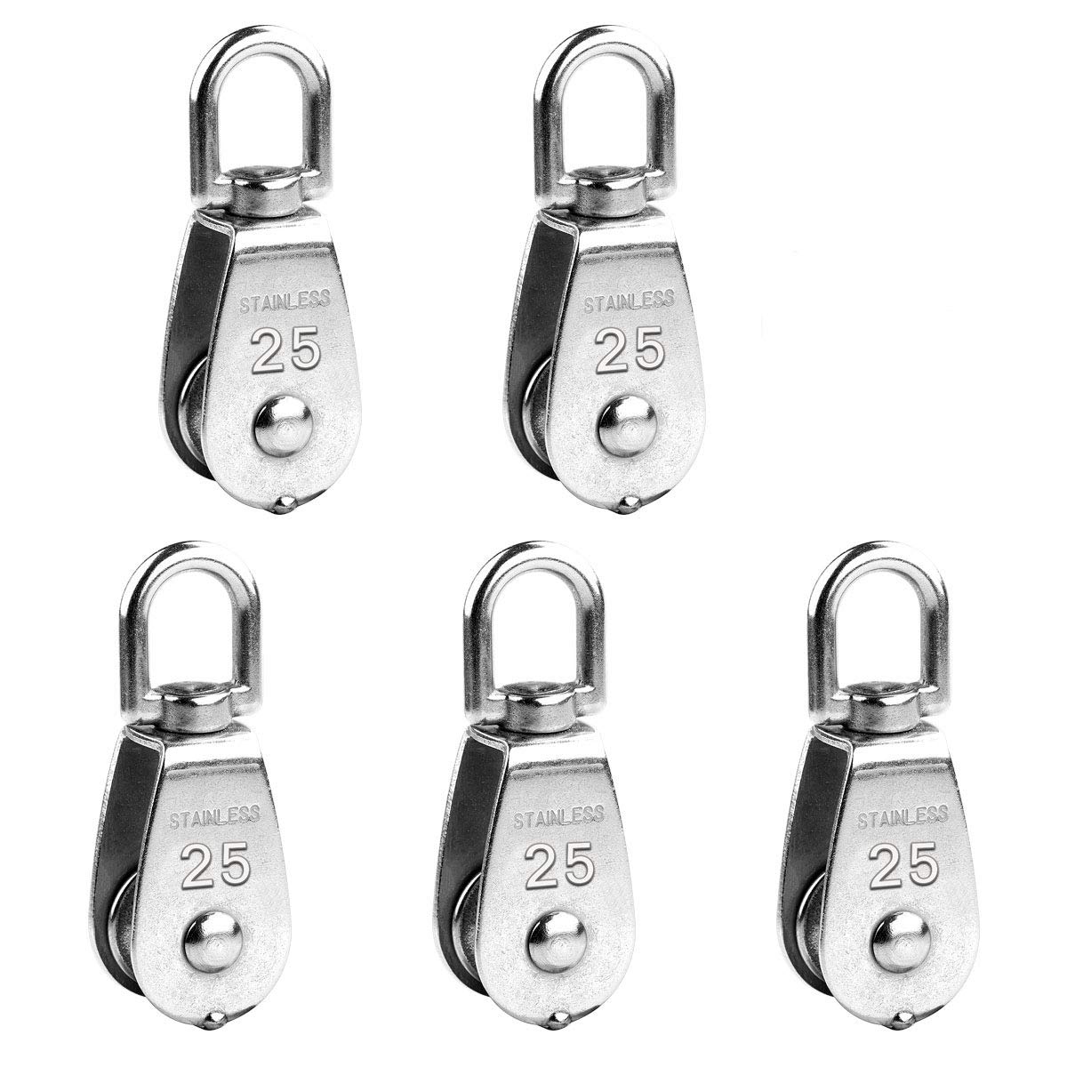 Einzelrolle – 5er-pack – Edelstahl 304 – Tragkraft 150 Kg – Für Kabel Und Seile – M25