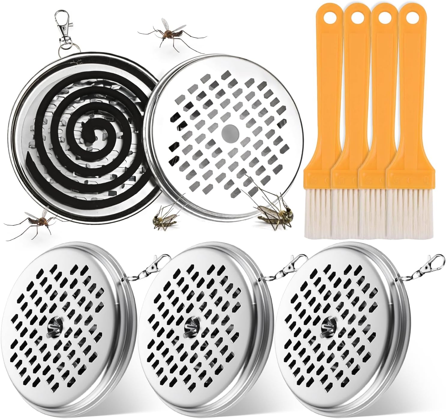 Halterung Für Mückenschutzspiralen – 4 Stück – Metall – Tragbar – Für Zuhause, Garten Und Camping – Silber