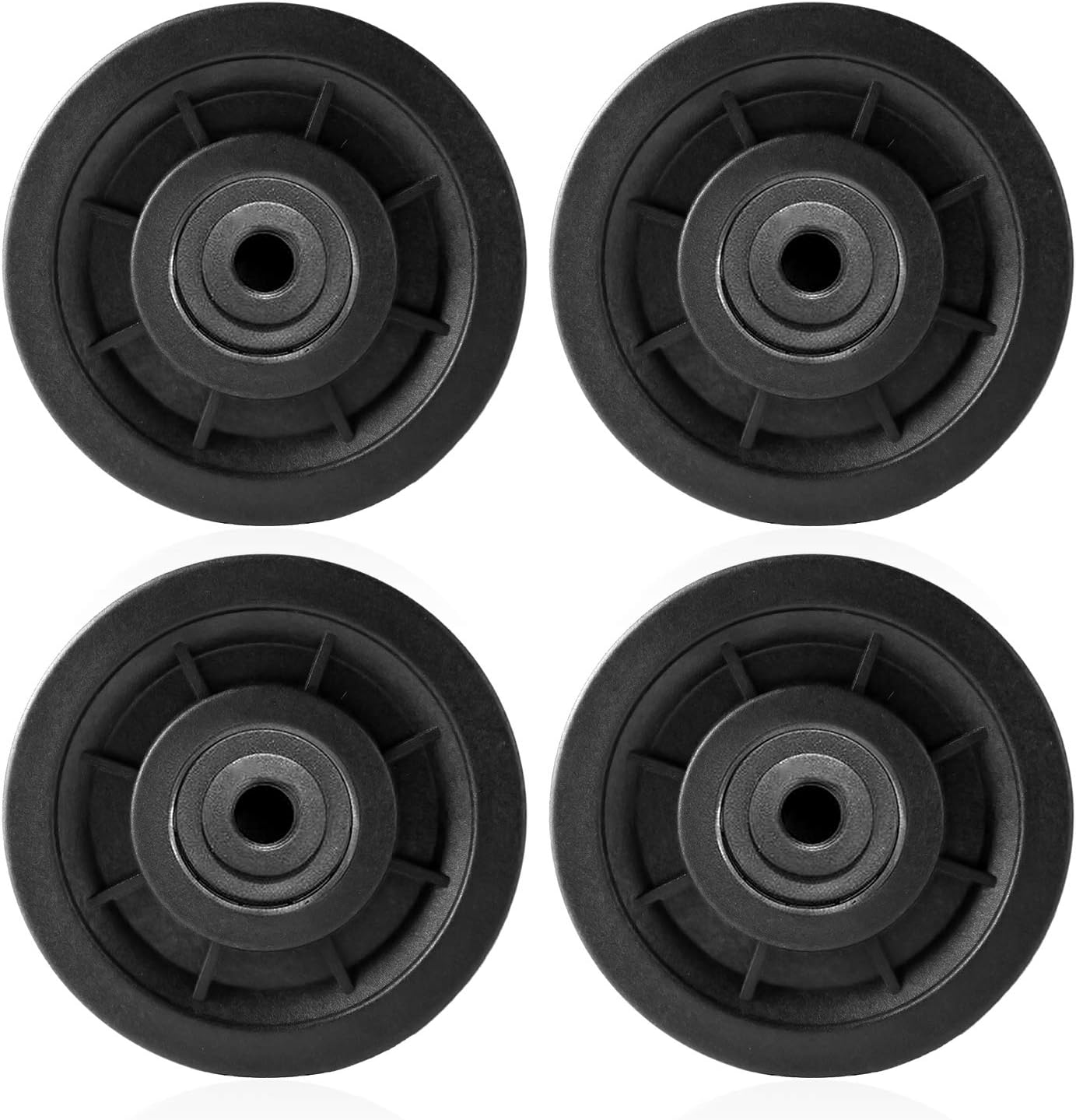 Riemenscheibenlager – 4 Stück – Schwarzer Kunststoff – 90 Mm Durchmesser – Für Fitness Und Garage