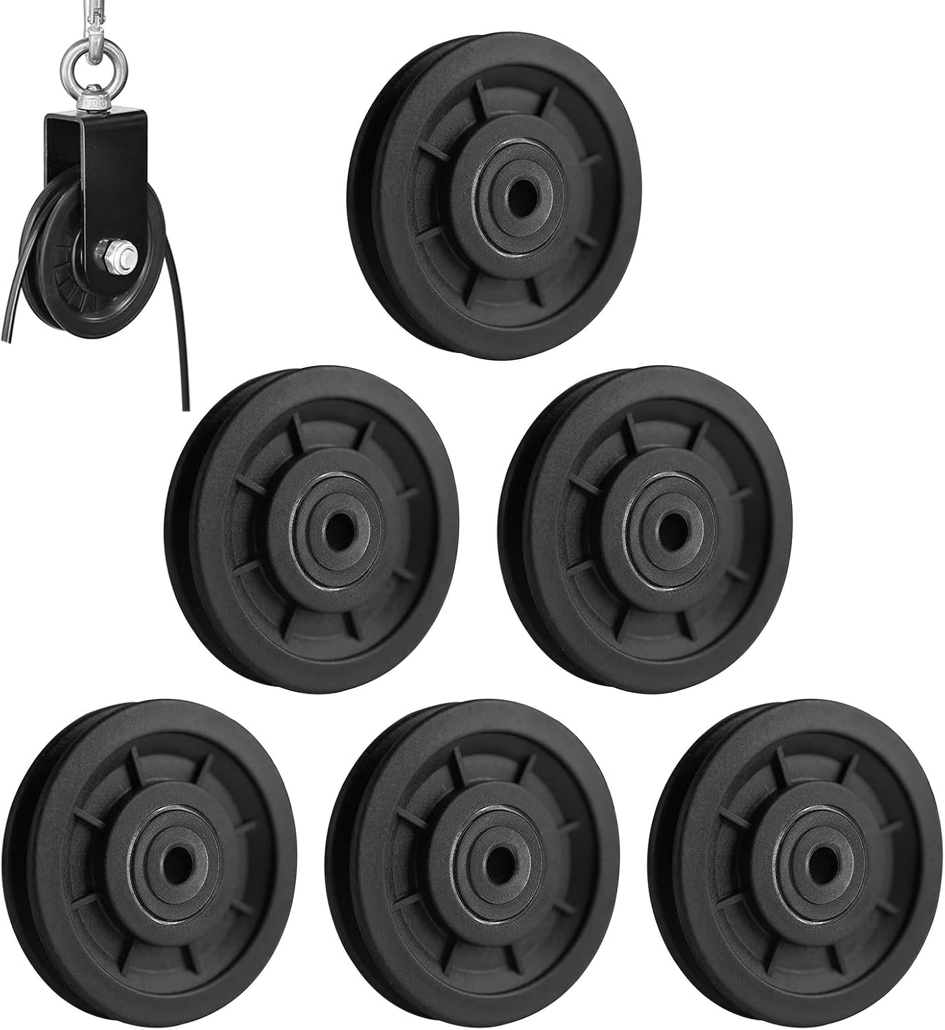 Rollenlager – 6 Stück – Nylon – 90 Mm Durchmesser – Für Kabel- Und Werkstattmaschinen – Schwarz