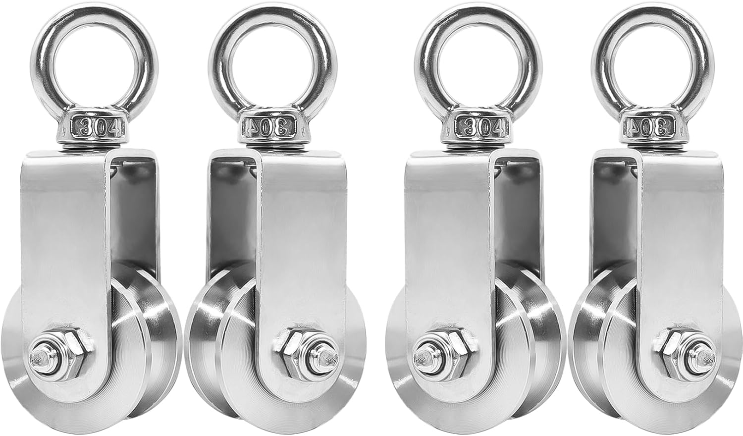 34-mm-edelstahlrolle – 4er-pack – Tragkraft: 250 Kg – Für 10-mm-seil – Für Den Innen- Und Außenbereich Geeignet