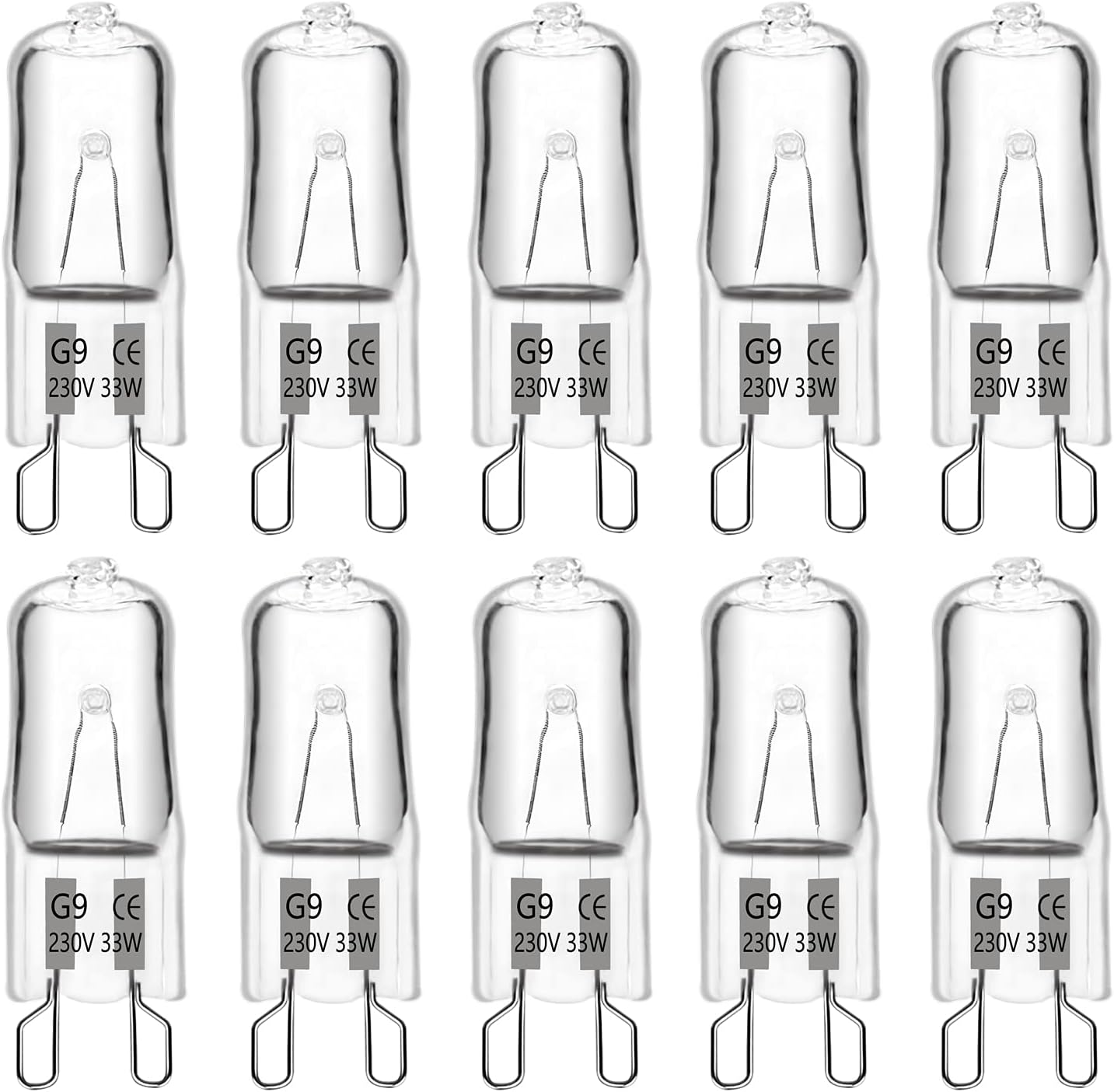G9 33w 230v Warmweiße, Dimmbare 360°-halogenlampe Aus Glas Für Kronleuchter Und Wandleuchten, 10er-pack