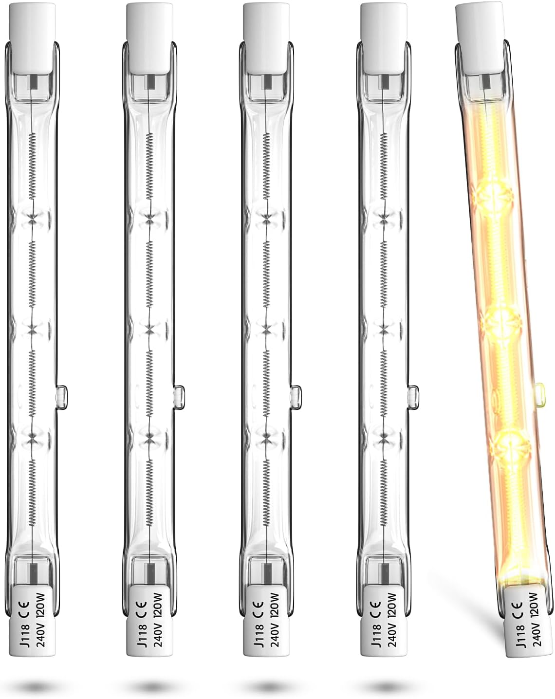 R7s 118 Mm 120 W Warmweiße, Dimmbare Halogenlampen, 360° Gleichmäßiges Licht Für Flutlicht Und Sicherheitsbeleuchtung, 5er-pack