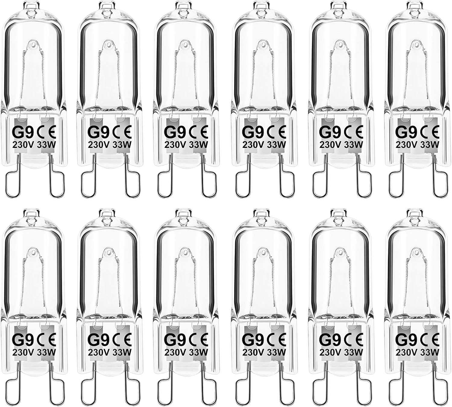 G9 33w 230v Warmweiße, Dimmbare Halogenlampe, Hitzebeständig Bis 300°c, Für Mikrowellen Und Deckenleuchten, 12er-packung