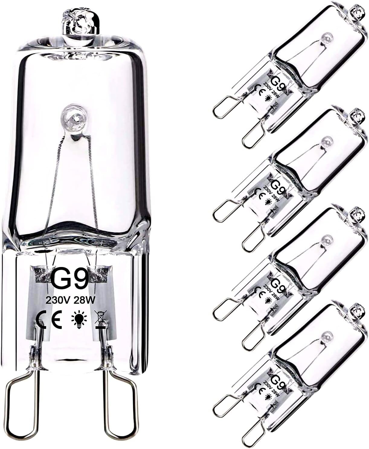 G9 28w 230v Warmweiße, Dimmbare Halogenlampe, Klarglas, 360° Abstrahlwinkel, Für Kronleuchter Und Wandleuchten, 5er-pack