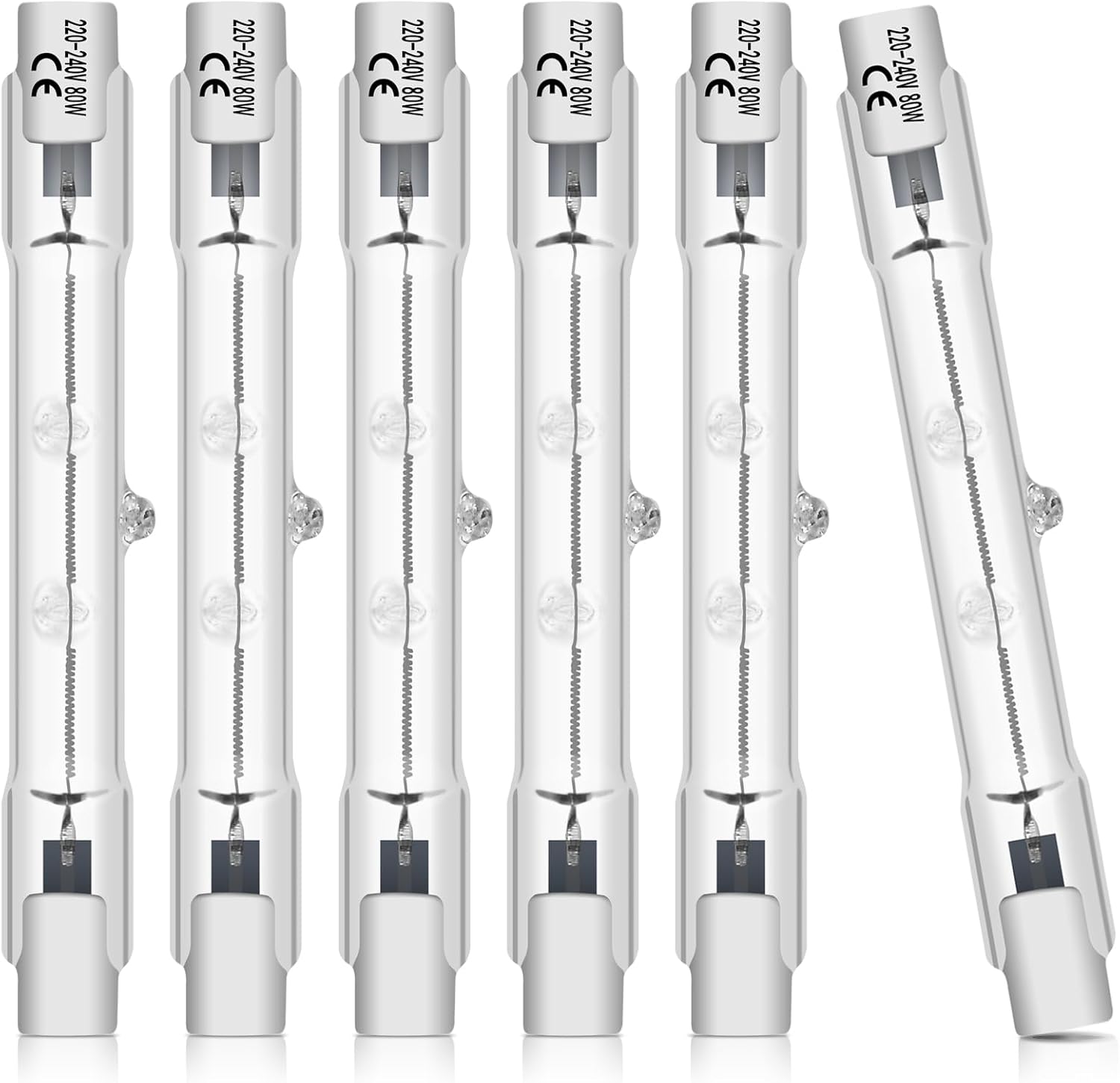 R7s 78mm 80w Halogenlampe, 6er-pack, Warmweiß, Dimmbar, Intensive Beleuchtung Für Strahler Und Stehlampen