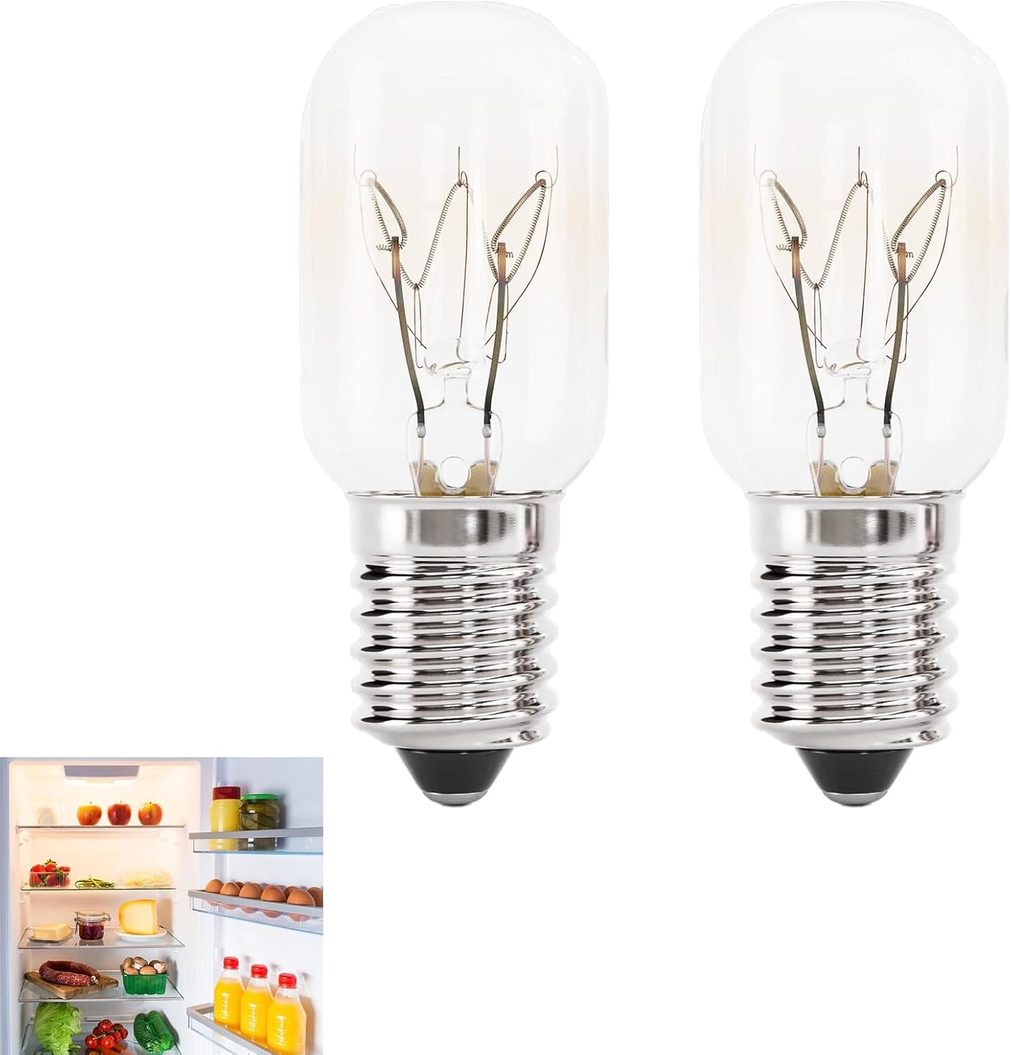 2x E14 15w Warmweiße T22-kühlschranklampen, Sanftes Licht Für Kühlschrank, Gefrierschrank, Dunstabzugshaube Und Nähmaschine, Lange Lebensdauer