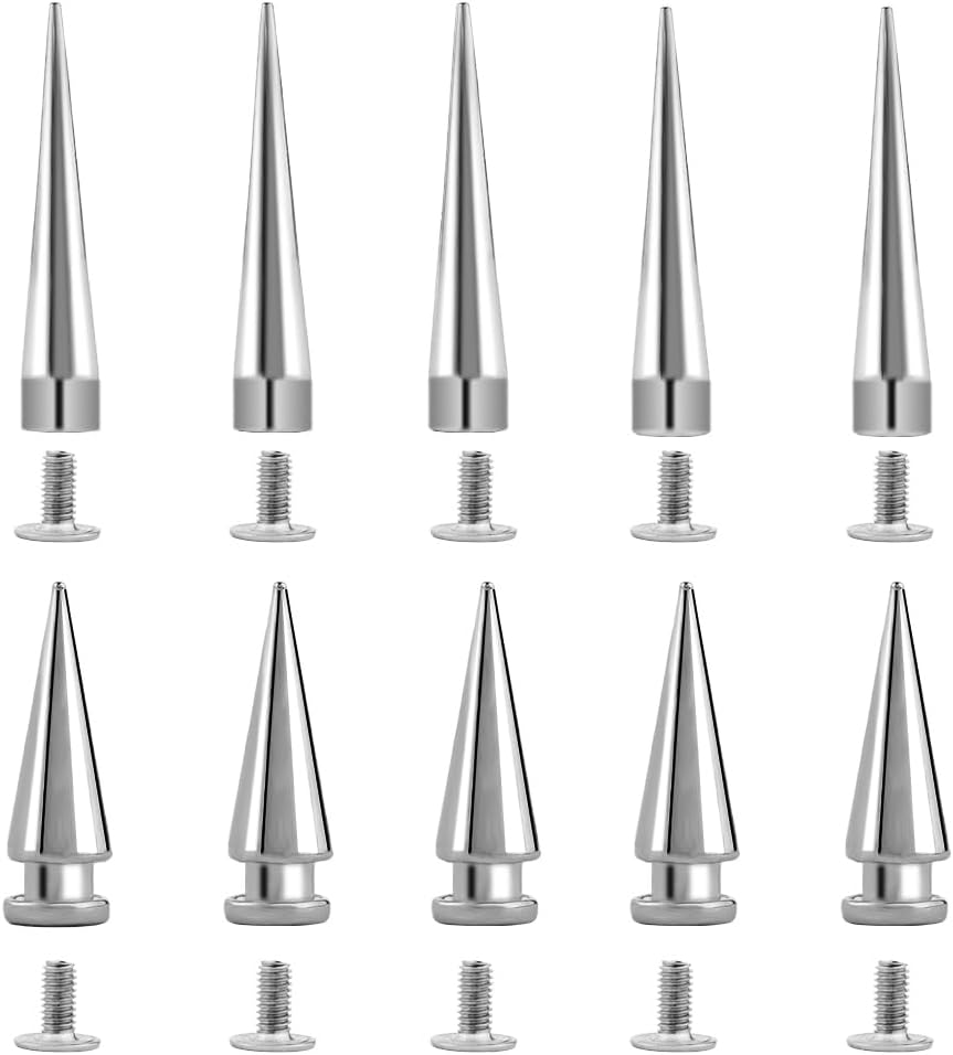30 Silberne, Kegelförmige Nägel (20–40 Mm) Zum Einschrauben In Metall Für Leder, Kleidung, Schuhe, Diy-projekte Und Punk-stil