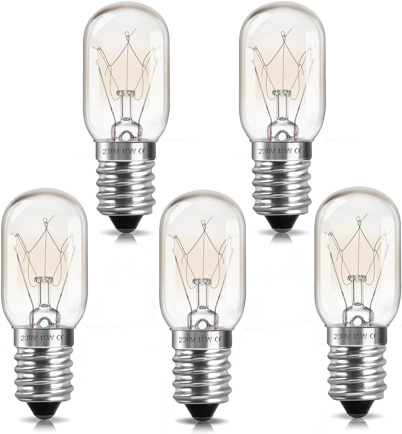 E14 Dimmbare Warmweiß-glühbirne (2700 K), Hitzebeständiges Glas (300 °c), Für Salzkristalllampen Und Haushaltsgeräte, 5er-pack