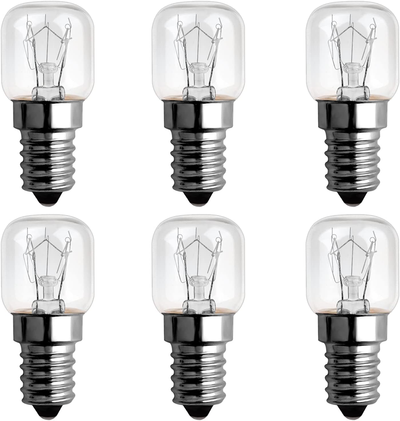 E14 T22 Ofenlampe, Glas Hitzebeständig Bis 300 °c, Dimmbar, Warmweiß 2300 K, Für Mikrowelle Und Dunstabzugshaube, 6er-pack