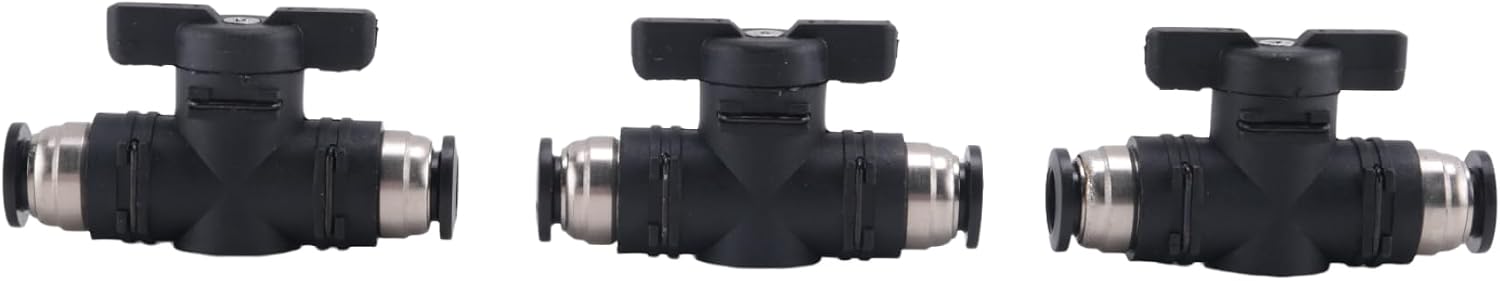 8-mm-kugelhahn Aus Schwarzem Metall Mit Schnellanschluss Und Drucksteuerung Für Druckluftsysteme In Industriellen Pneumatiksystemen, 3er-pack