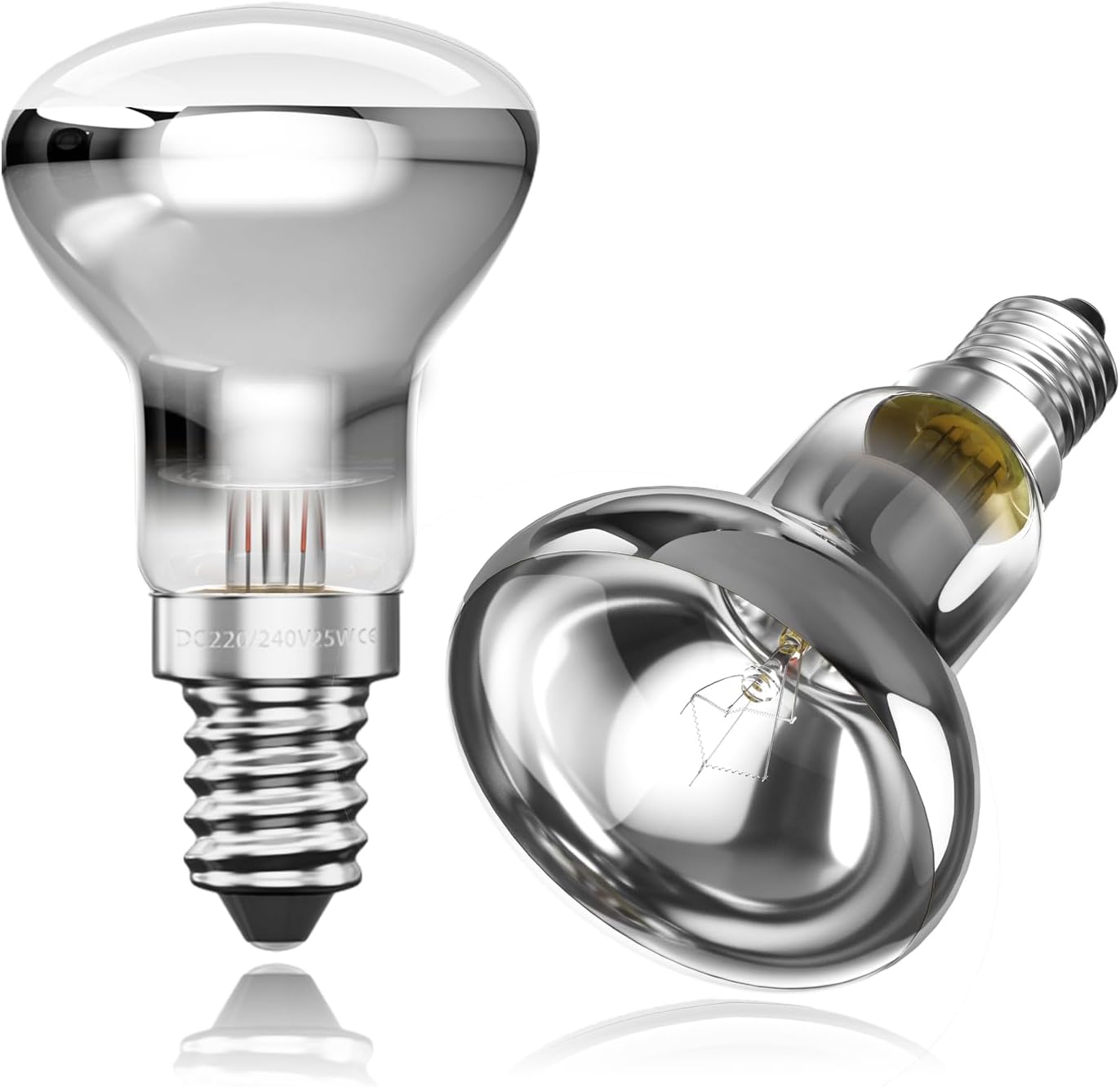 R39 E14 Reflektorlampe – 2er-pack – Klarglas – Dimmbar, Warmweiß – Für Lavaleuchten Und Dekolampen – 39 X 59 Mm