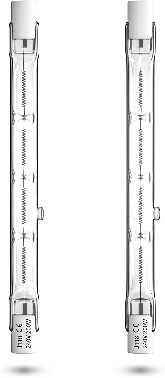 R7s 118 Mm 200 W Warmweiße, Dimmbare Halogenlampe 3900 Lm Für Innen- Und Außenbeleuchtung, 2er-pack
