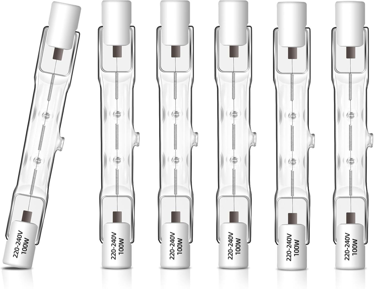 R7s 78mm 100w Halogenlampe, 6er-pack, Klarglas, Warmweiß 2700k, Dimmbar, Für Strahler Und Stehlampen