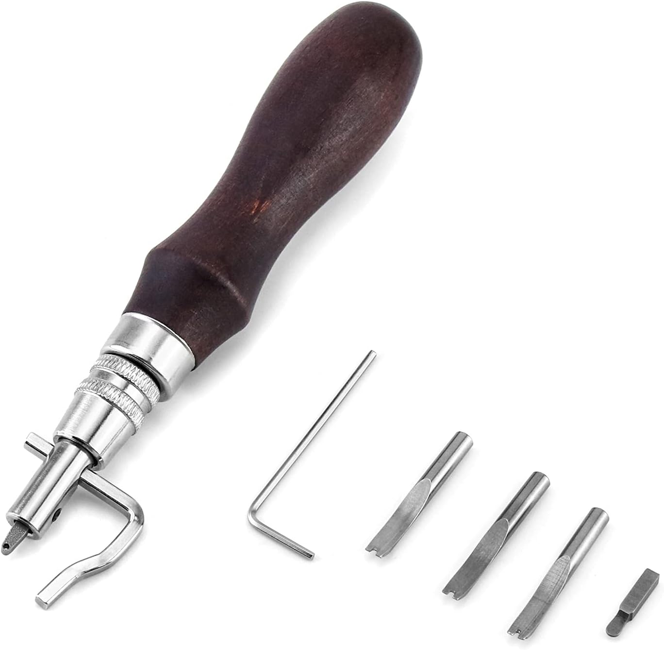 7-in-1-nutwerkzeug – Stahl Und Holz – Verstellbar Für Leder – Lederwaren Und Kunsthandwerk – Spitzen 0,8 Bis 1,2 Mm