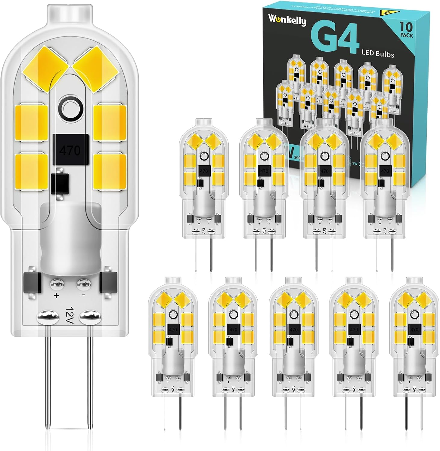 G4 2w Led-lampe, Kaltweiß 6000k, Zweistiftsockel, 12v Ac/dc, Flimmerfreies Licht Für Kronleuchter Und Küchen, 10er-pack