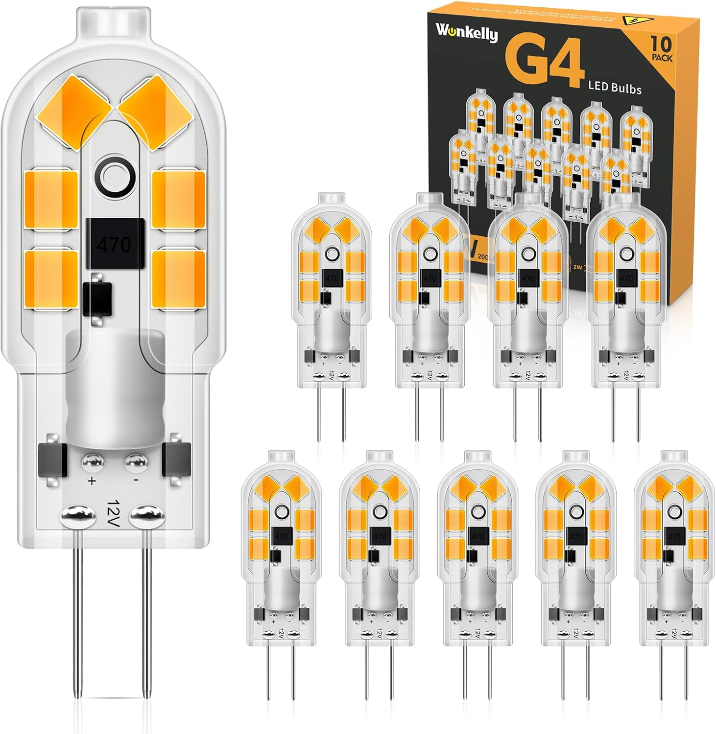 G4 2w Led-lampe, Warmweiß 3000k, Zweistiftsockel, 12v, Flimmerfreie Beleuchtung Für Kronleuchter Und Küchen, 10er-packung