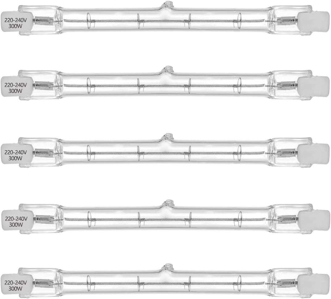 R7s 118 Mm 300 W Halogenlampe, Warmweiß (2800 K), Dimmbar, Für Innen- Und Außenbeleuchtung, 5er-pack