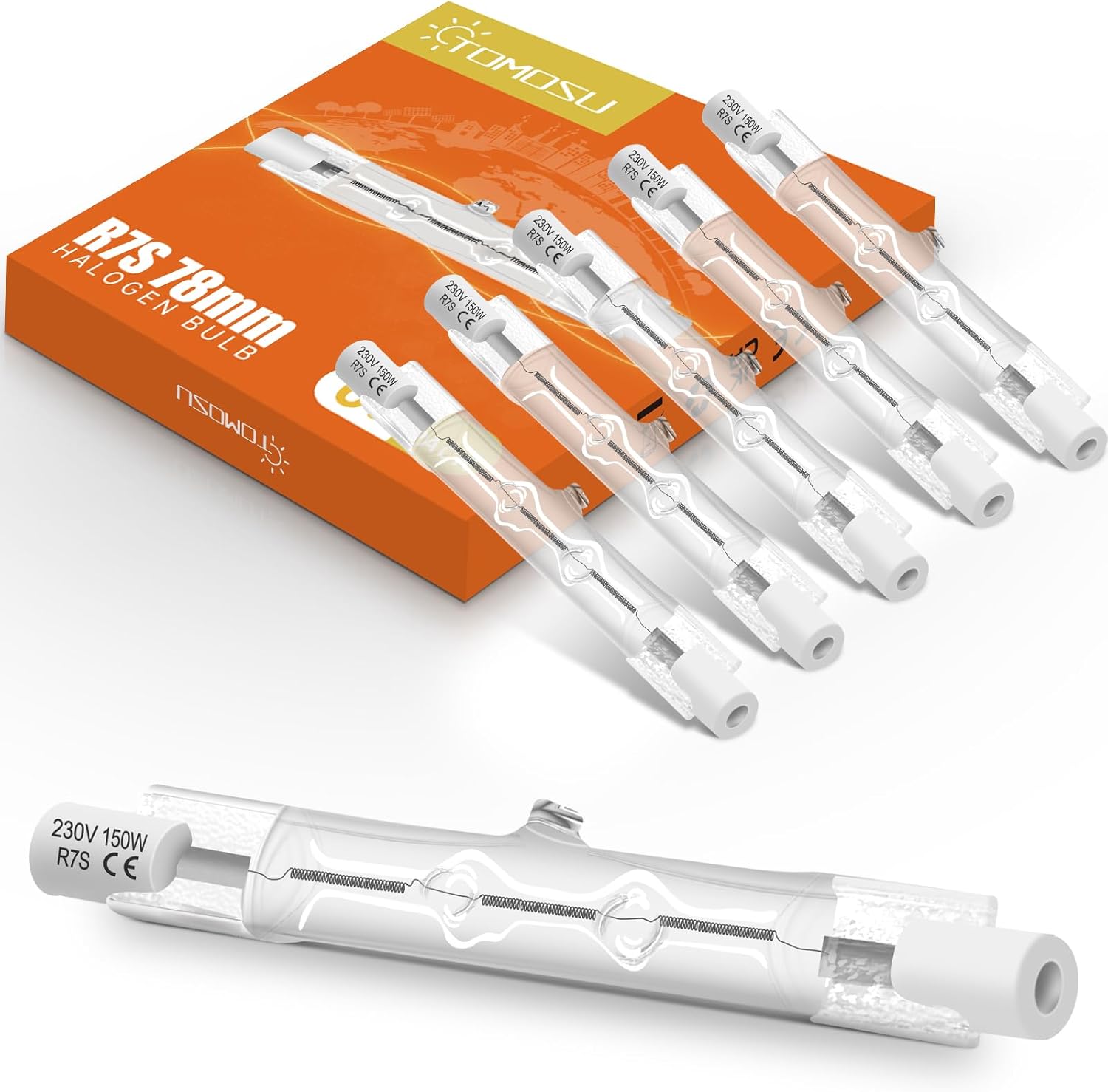 R7s 78 Mm 150 W Warmweiße, Dimmbare Halogenlampe Mit Hoher Helligkeit Für Außen- Und Innenbeleuchtung, 6er-pack