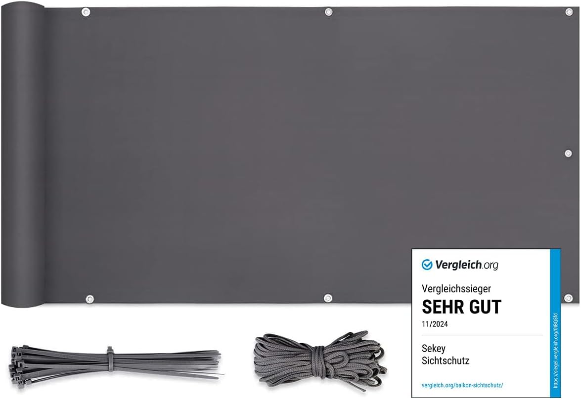Sichtschutz – 1-teilig – Polyester – Uv- Und Witterungsschutz – Balkon, Garten, Pool – 90 X 500 Cm, Anthrazit
