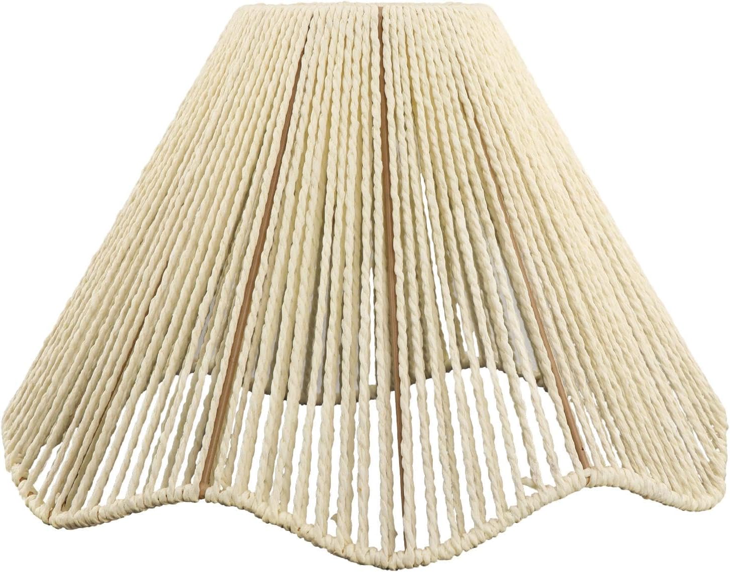 Lampenschirm Aus Papierseil – 1 Stück – Handgewebt – Rustikaler Beige-stil – Für E27-pendelleuchte – 30 X 17 Cm