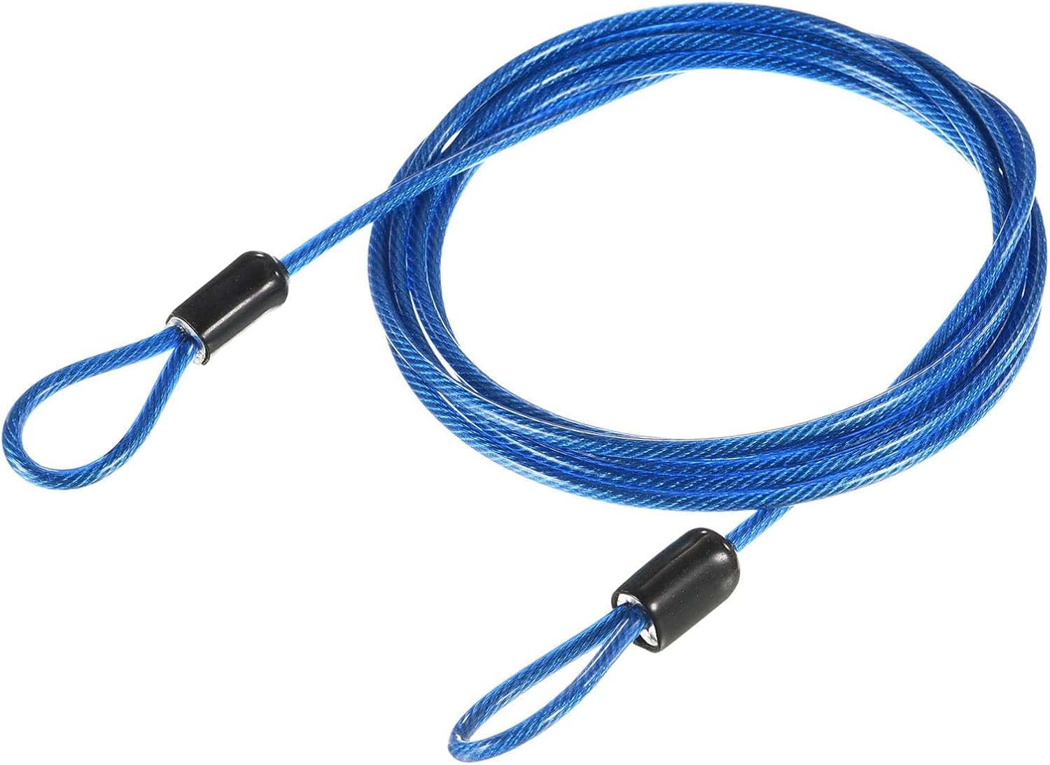 Sicherheitsseil – 1 Stück – Stahl Und Kunststoff – Flexible Doppelschlaufe – Für Fahrräder Und Gepäck – 2,5 Mm X 1,5 M Blau