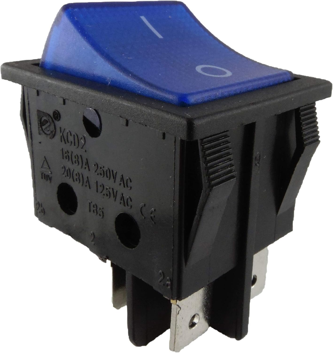Zweipoliger Einbau-wippschalter, Blau, 16 A, 250 V, Mit Integrierter Beleuchtung. Für Schaltschränke Und Industriemaschinen.