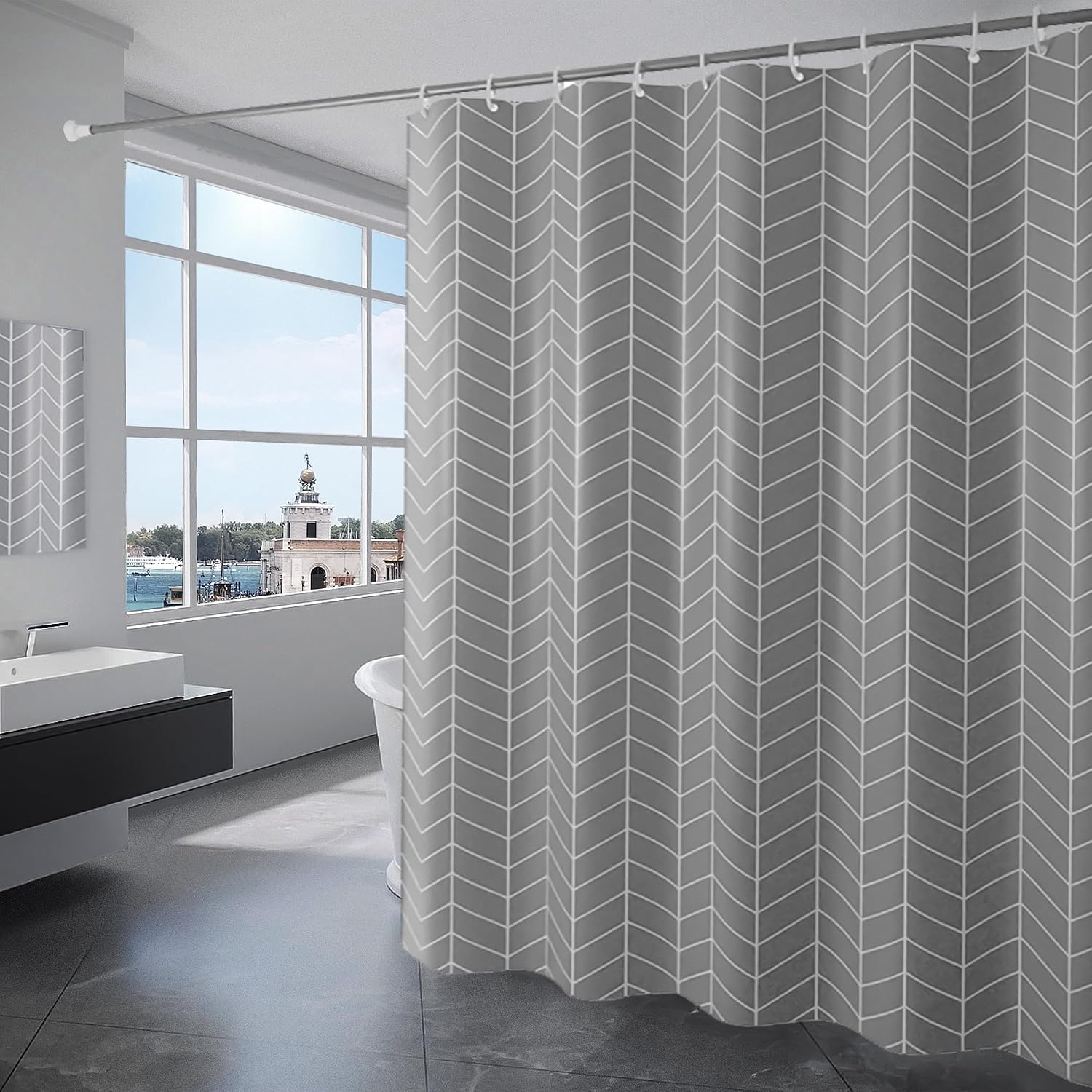Duschvorhang – 1-teilig – Polyester – Wasserdicht – Für Badezimmer Und Badewanne – 180 X 200 Cm – Grau