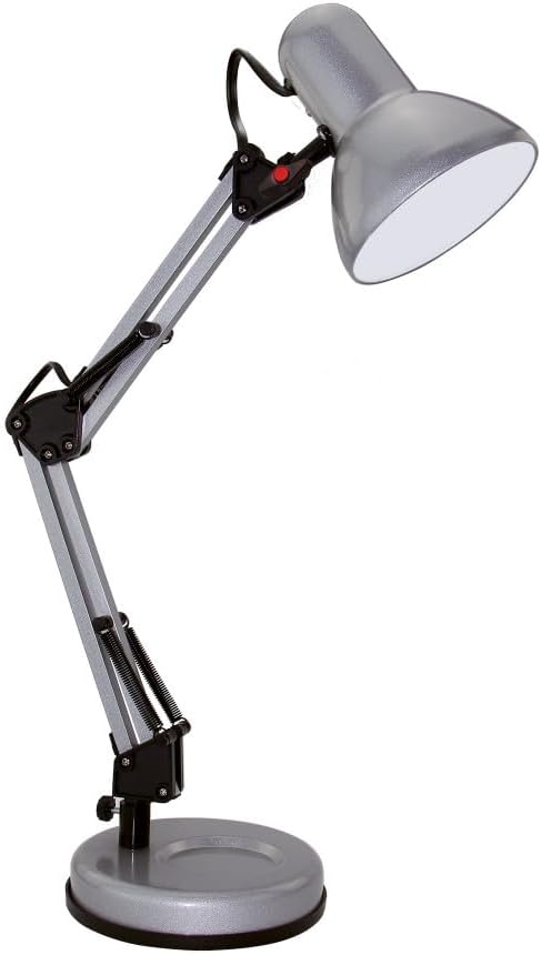 Verstellbare Schreibtischlampe – 1 Stück – Graues Metall – E27-leuchtmittel – Bürobeleuchtung