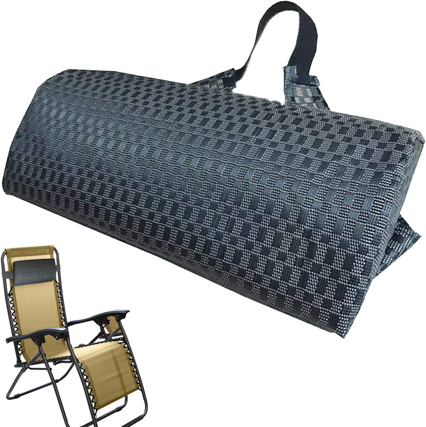 Kopfstützenkissen – 1 Stück – Atmungsaktives Material – Verstellbarer Gurt – Für Gartenliegen – 37 X 17 Cm