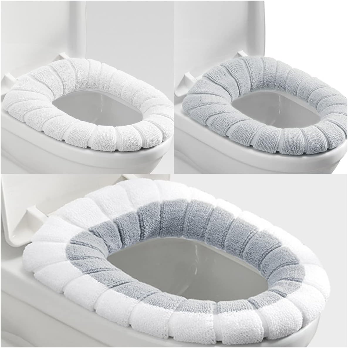 Wc-sitzbezug – 3er-set – Dehnbarer Plüsch – Antibakteriell Und Waschbar – Für Ovale Und Eckige Wcs – 42 X 33 Cm