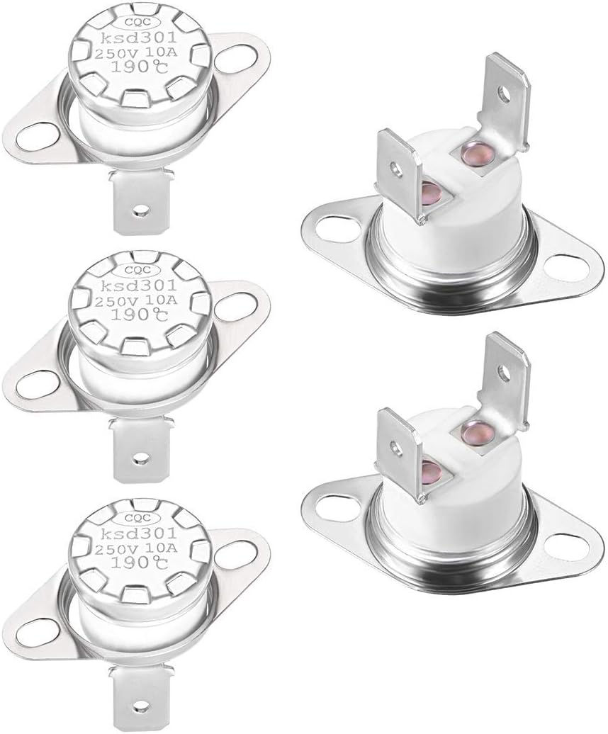 Ksd301 Thermostat - 5 Stück - 190°c, Normalerweise Geschlossen - Schnappscheiben-thermoschalter - Für Mikrowellen Und Haushaltsgeräte