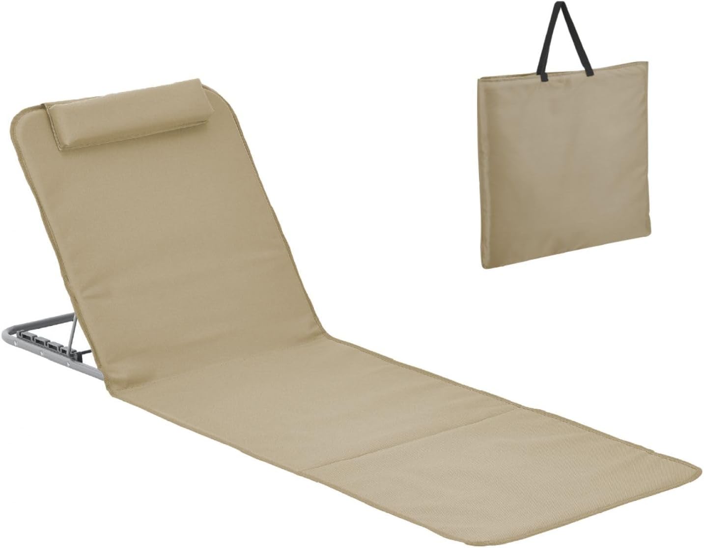 Strandmatte Mit Rückenlehne – 5 Positionen – Oxford-gewebe Und Eisen – Faltbar Und Leicht – Für Strand Und Camping – 156 X 50 Cm