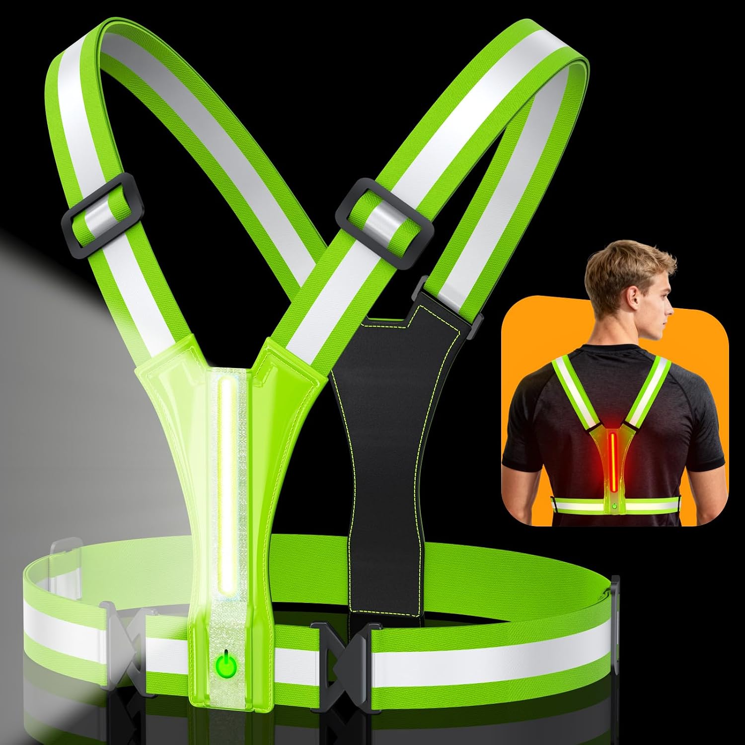 Led-reflektorweste – 1 Stück – Atmungsaktives Material – 360°-sichtbarkeit – Ideal Zum Laufen Und Radfahren – Verstellbare Größe