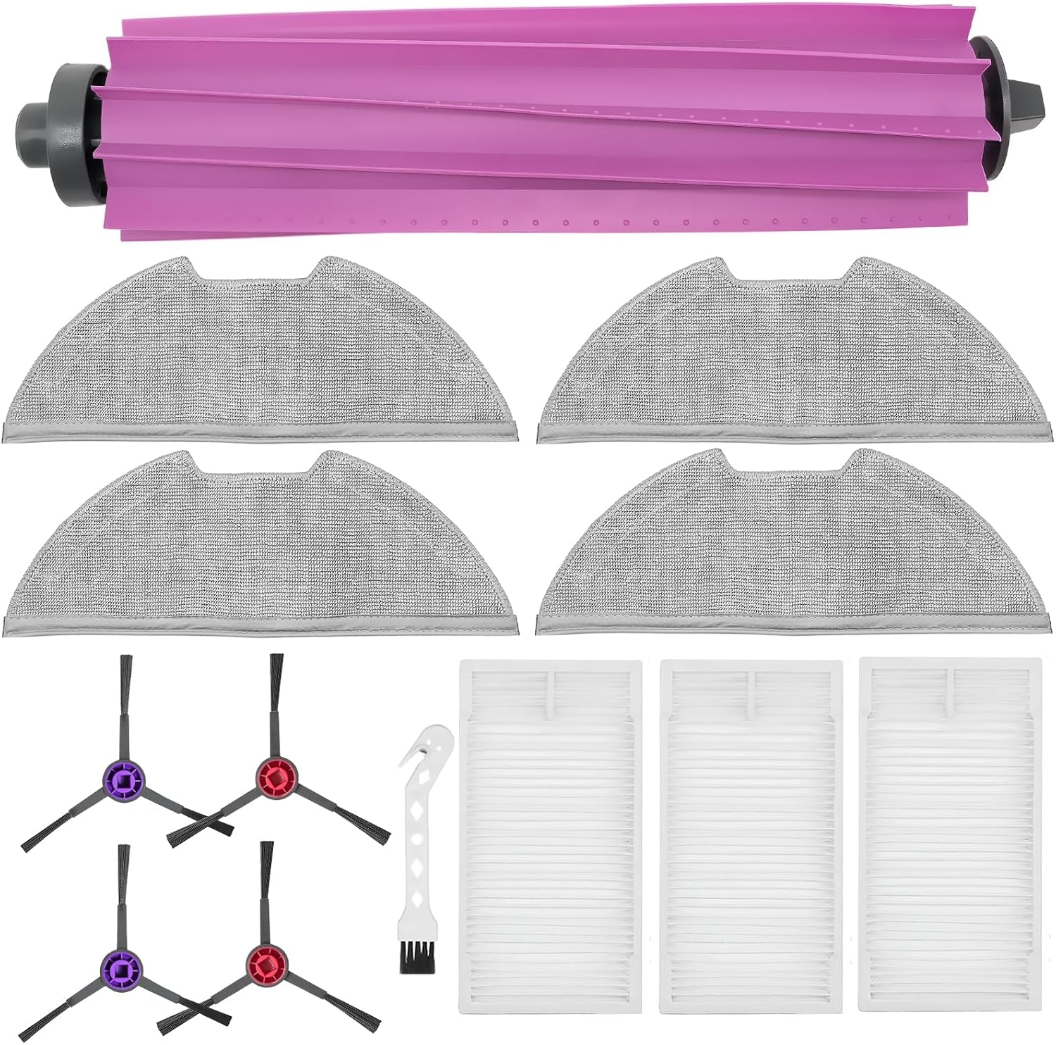 Eureka E20 Plus Zubehörset – 1 Hauptbürste, 4 Reinigungstücher, 4 Seitenbürsten, 3 Filter – Nylon-mikrofaser