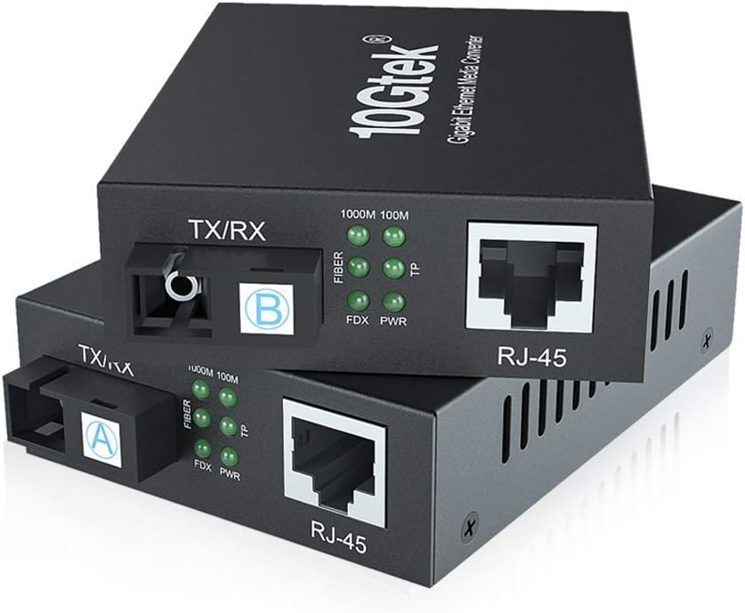 Gigabit-medienkonverter – 2er-pack – Singlemode-sc-glasfaser – Automatischer Rj-45-anschluss – Bis Zu 40 Km Reichweite – Eu-adapter