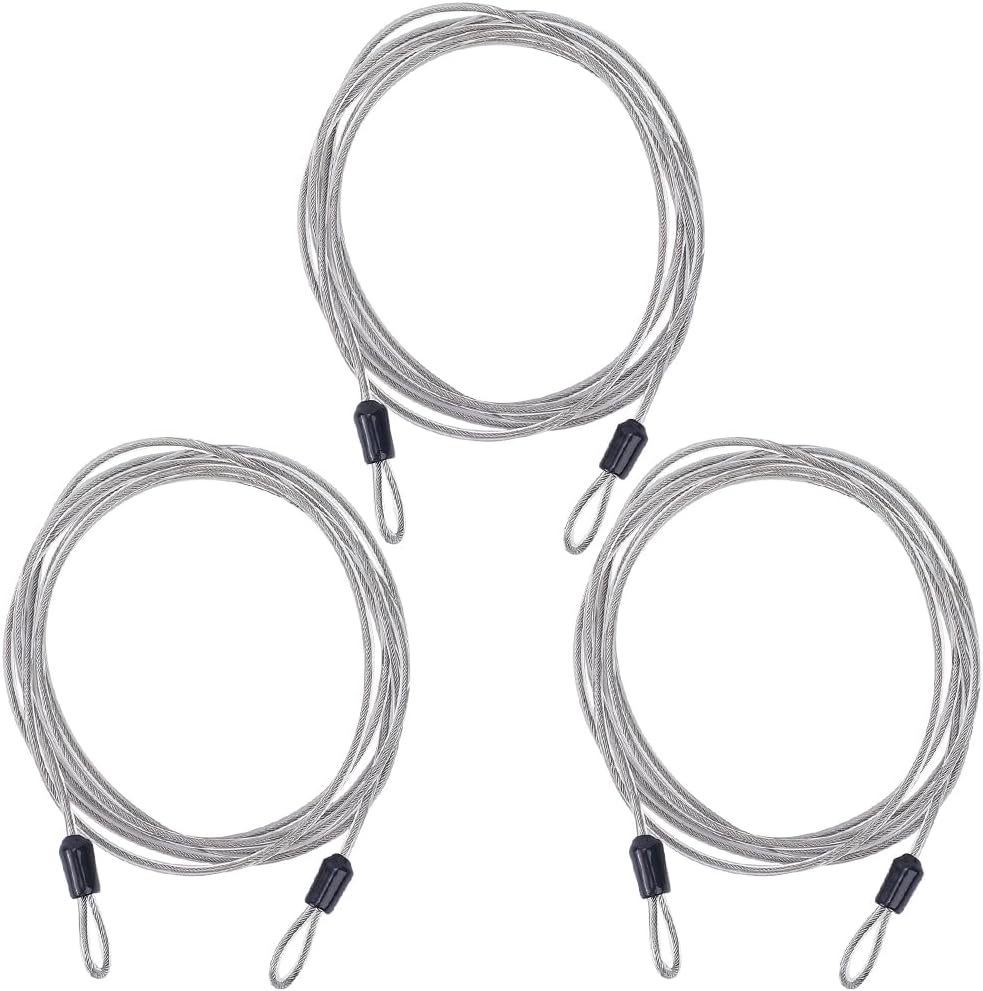 Sicherheitskabel – 3-teilig – Edelstahl – Doppelschlaufe – Für Schlösser Und Tore – 2 M